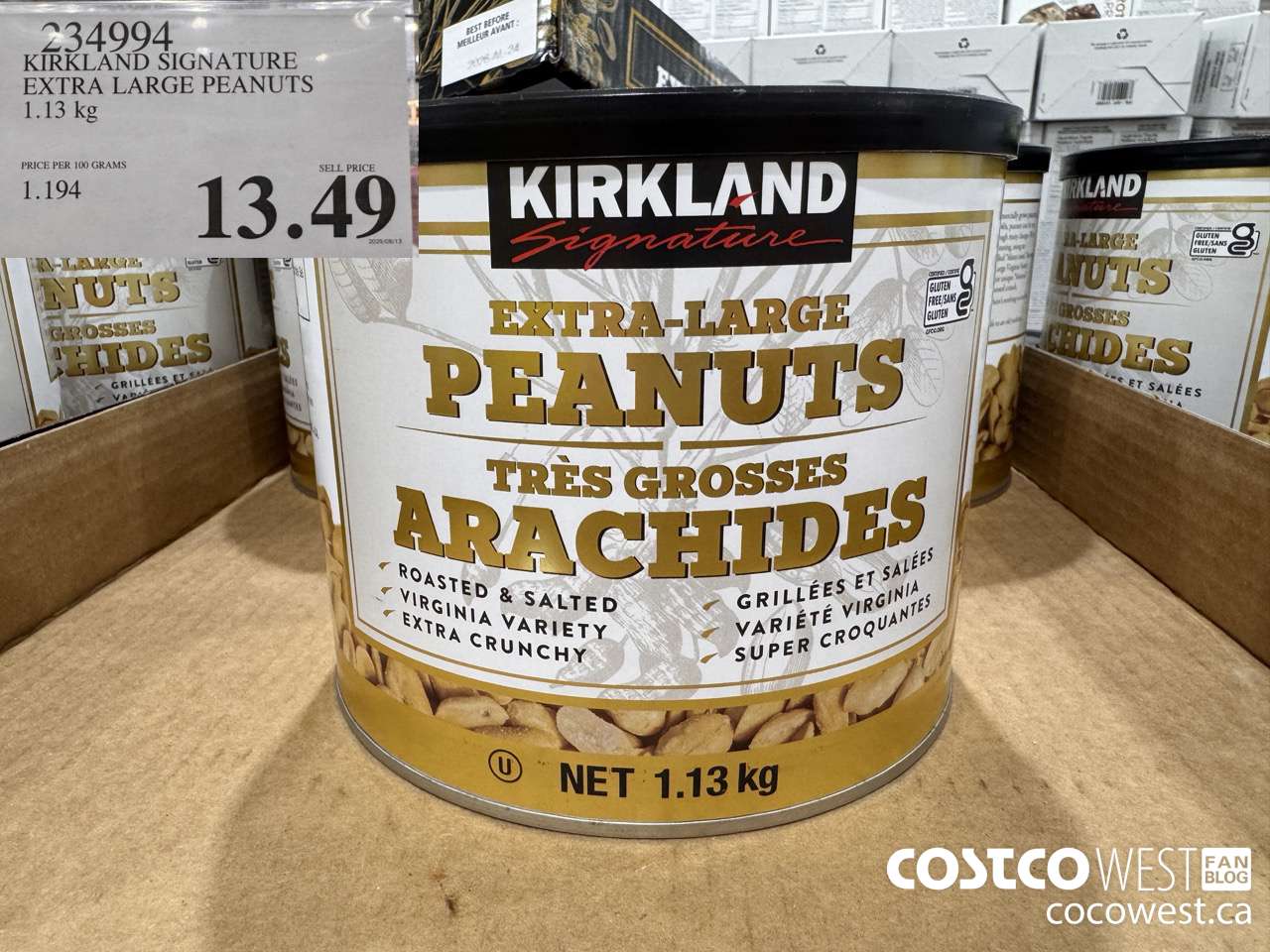 234994 KIRKLAND SIGNATURE EXTRA LARGE PEANUTS 1.13 kg $13.49