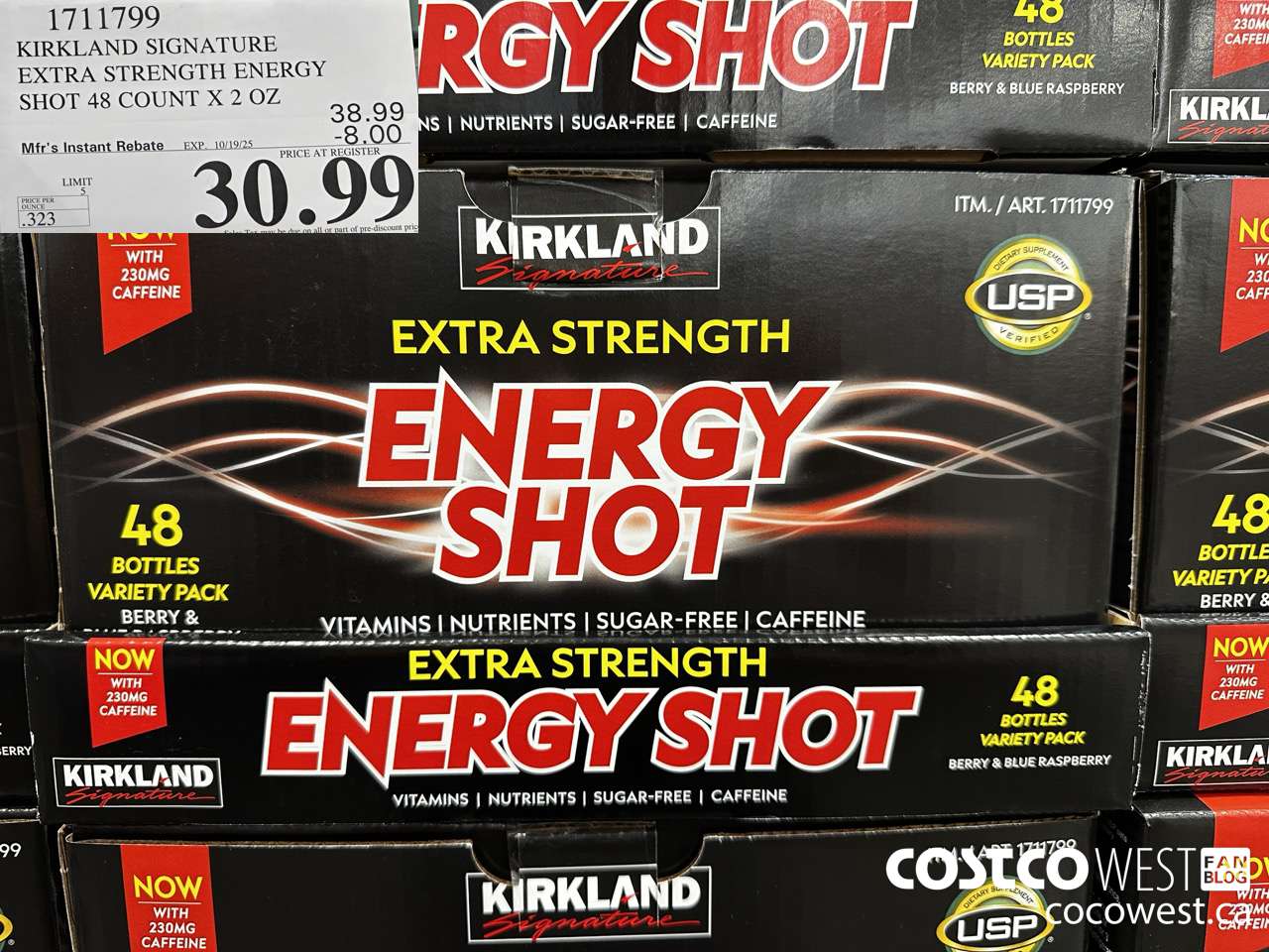 1711799 KIRKLAND SIGNATURE EXTRA STRENGTH ENERGY SHOT 48 COUNT X 2 OZ ($8.00 INSTANT SAVINGS EXPIRES ON 2025-10-19) $30.99