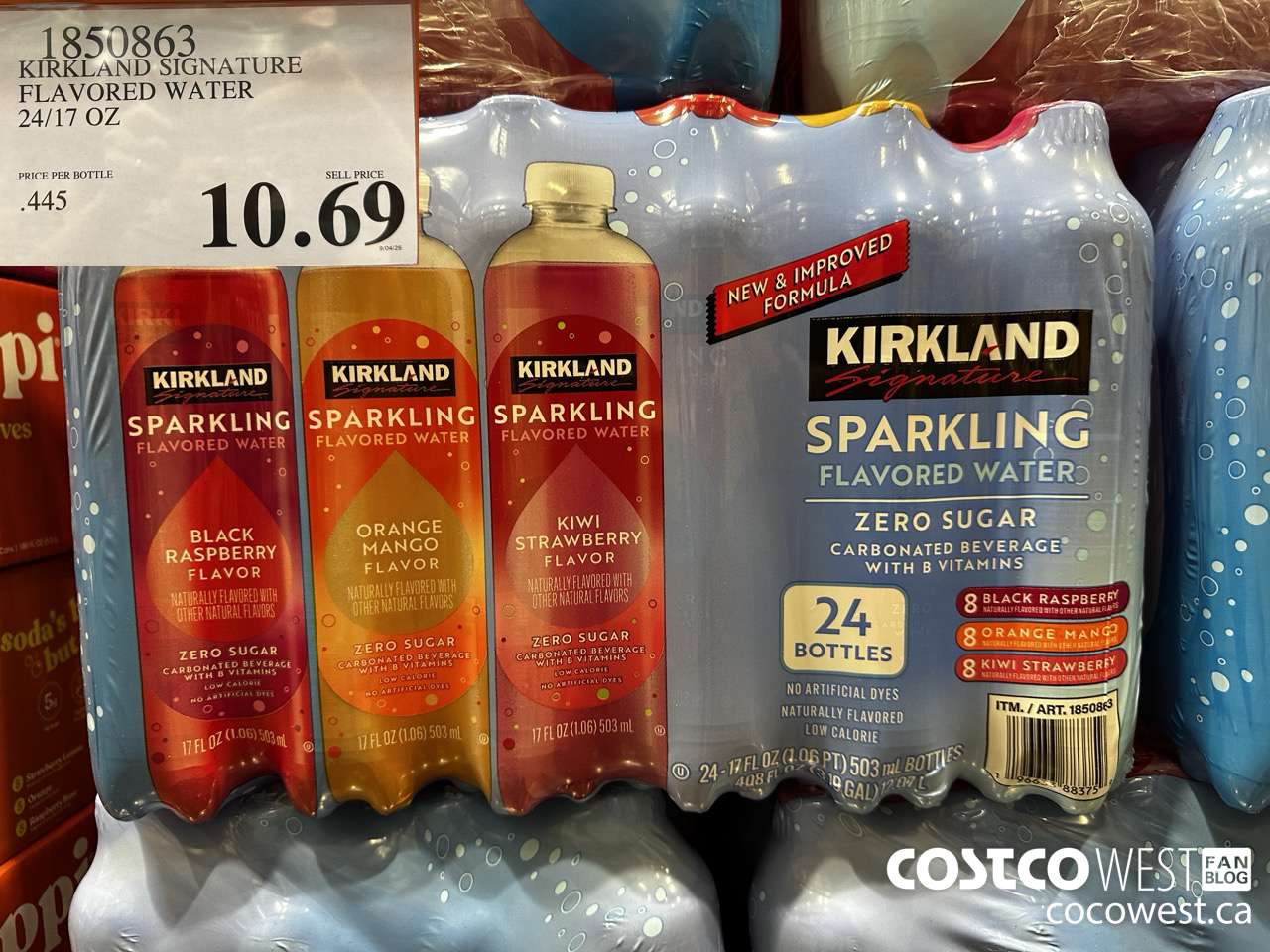 1850863 KIRKLAND SIGNATURE FLAVORED WATER 24/17 OZ $10.69