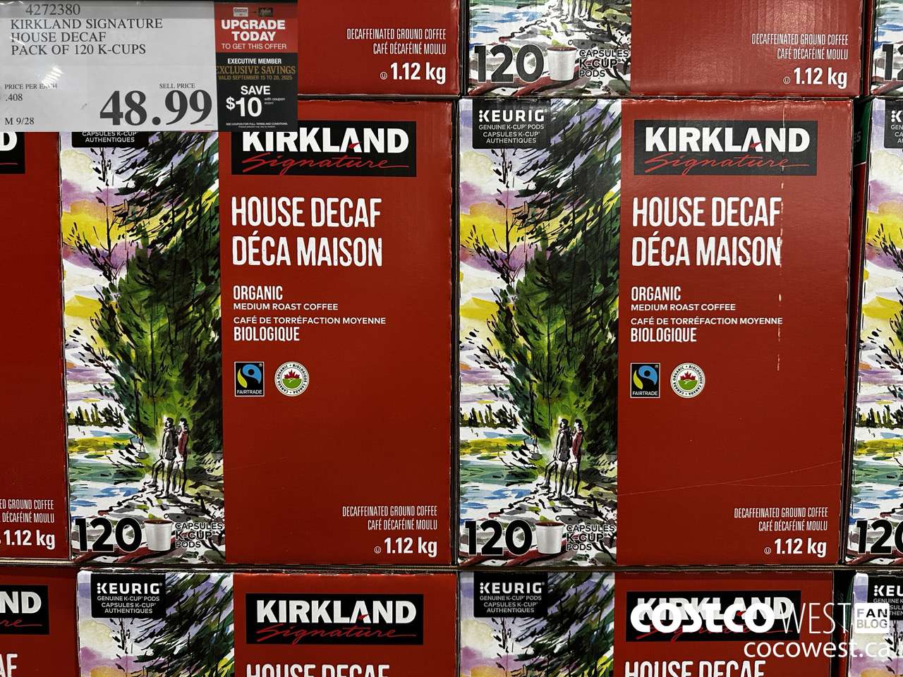 4272380 KIRKLAND SIGNATURE HOUSE DECAF PACK OF 120 K-CUPS ($10.00 INSTANT SAVINGS EXPIRES ON 2025-09-28) $38.99