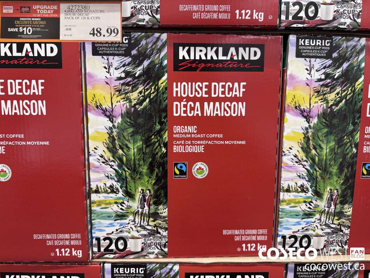 4272380 KIRKLAND SIGNATURE HOUSE DECAF PACK OF 120 K-CUPS ($10.00 INSTANT SAVINGS EXPIRES ON 2025-09-28) $38.99