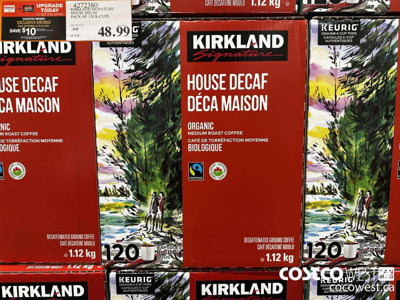 4272380 KIRKLAND SIGNATURE HOUSE DECAF PACK OF 120 K-CUPS ($10.00 INSTANT SAVINGS EXPIRES ON 2025-09-28) $38.99