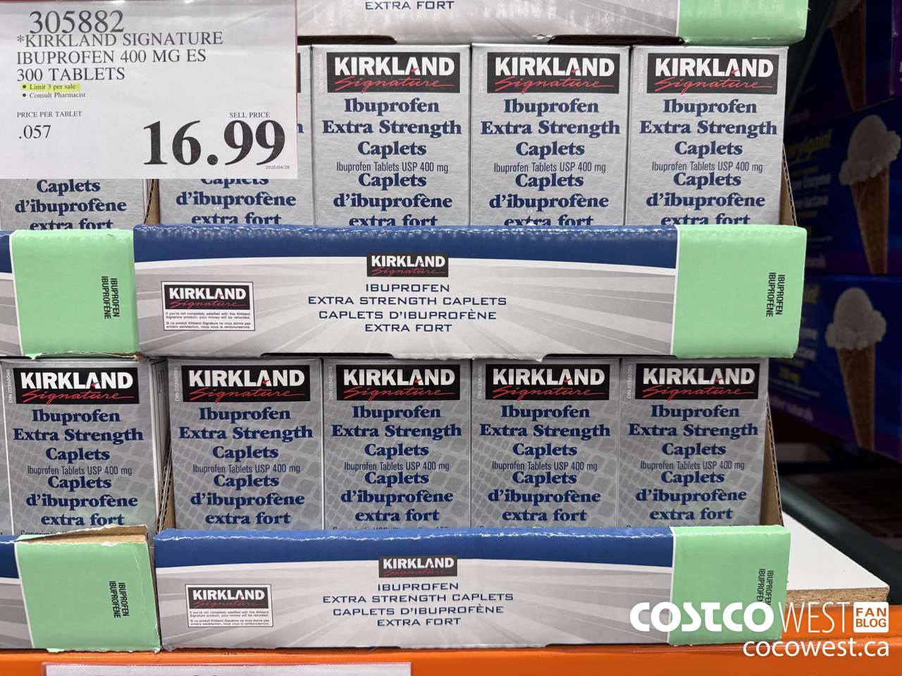 305882 KIRKLAND SIGNATURE IBUPROFEN 400MG ES 300 TABLETS $16.99