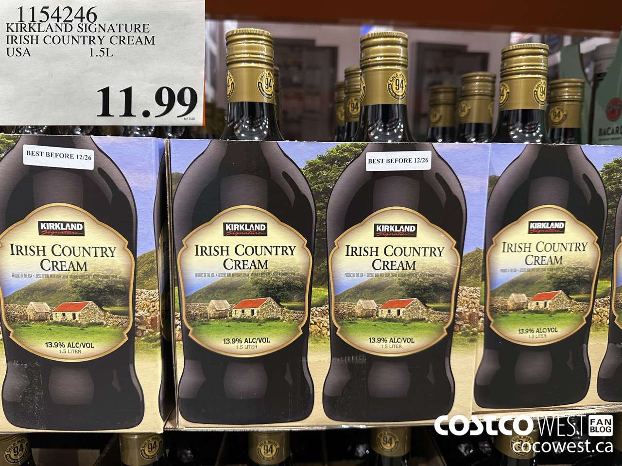 1154246 KIRKLAND SIGNATURE IRISH COUNTRY CREAM USA 1.5L $11.99