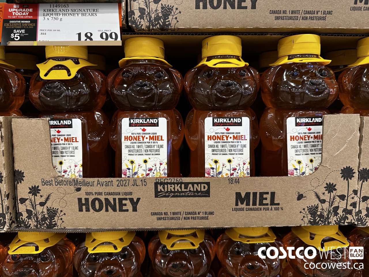 1149163 KIRKLAND SIGNATURE LIQUID HONEY BEARS 3 X 750 G ($5.00 INSTANT SAVINGS EXPIRES ON 2025-09-14) $13.99