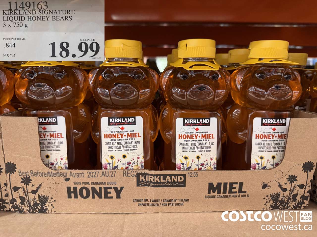 1149163 KIRKLAND SIGNATURE LIQUID HONEY BEARS 3 X 750 G $18.99