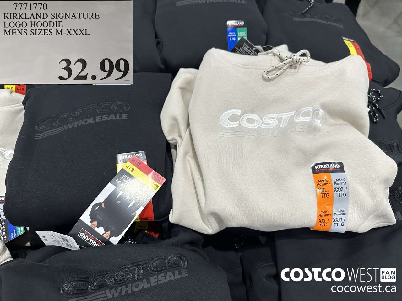 7771770 KIRKLAND SIGNATURE LOGO HOODIE MENS SIZES -XXXL $32.99