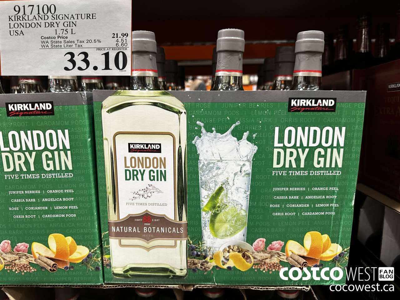 917100 KIRKLAND SIGNATURE LONDON DRY GIN USA 1.75L $33.10