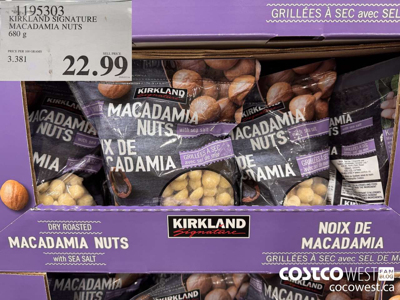 1195303 KIRKLAND SIGNATURE MACADAMIA NUTS 680G $22.99