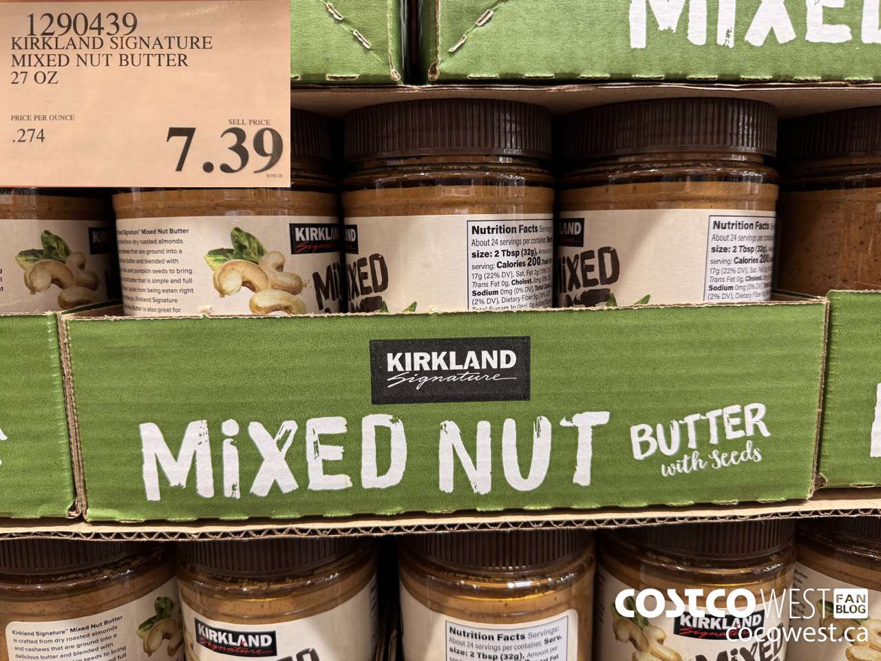 1290439 KIRKLAND SIGNATURE MIXED NUT BUTTER 27 OZ $7.39