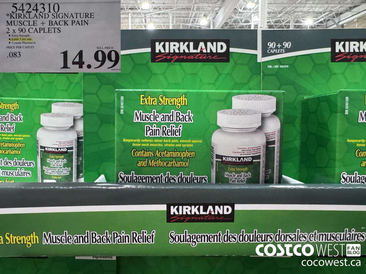 5424310 KIRKLAND SIGNATURE MUSCLE + BACK 2X90 CAPLETS $14.99