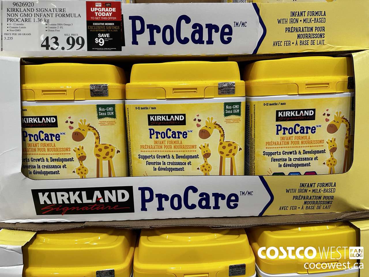 9626920 KIRKLAND SIGNATURE NON GMO INFANT FORMULA PROCARE 1.36KG ($9.00 INSTANT SAVINGS EXPIRES ON 2025-09-14) $34.99