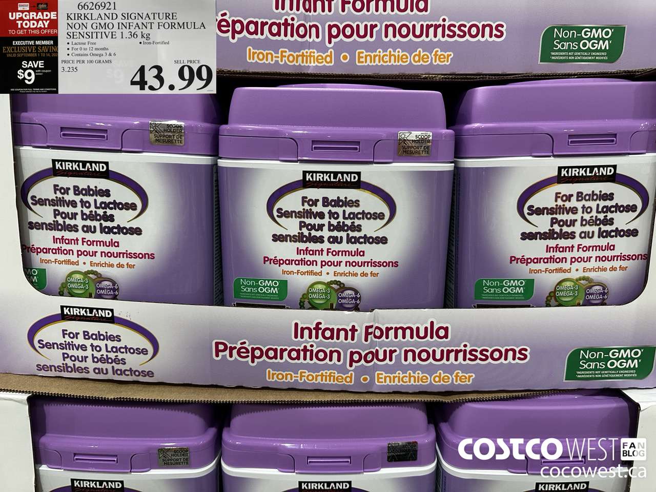 6626921 KIRKLAND SIGNATURE NON GMO INFANT FORMULA SENSITIVE 1.36 kg ($9.00 INSTANT SAVINGS EXPIRES ON 2025-09-14) $34.99