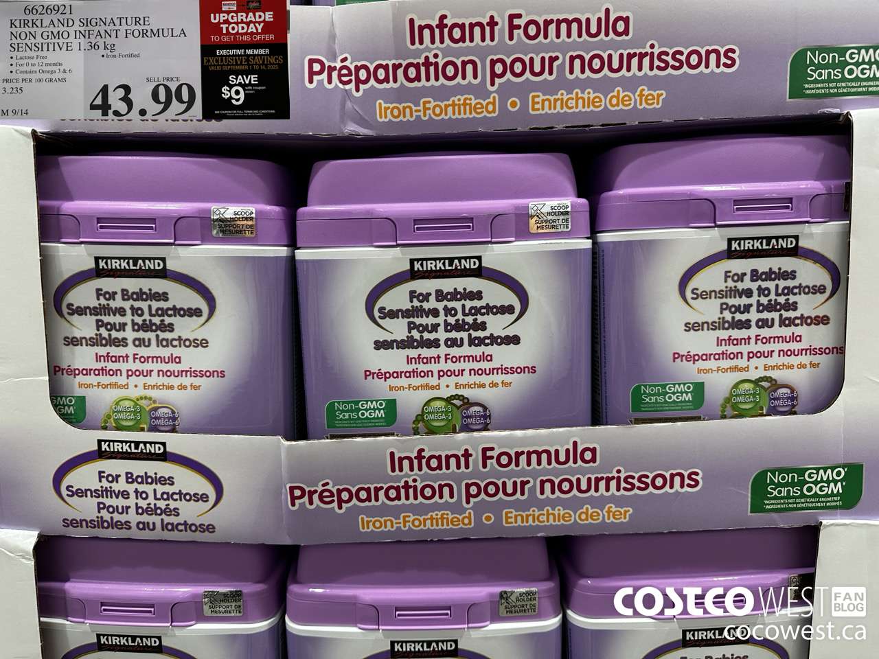 6626921 KIRKLAND SIGNATURE NON GMO INFANT FORMULA SENSITIVE 1.36 kg ($9.00 INSTANT SAVINGS EXPIRES ON 2025-09-14) $34.99