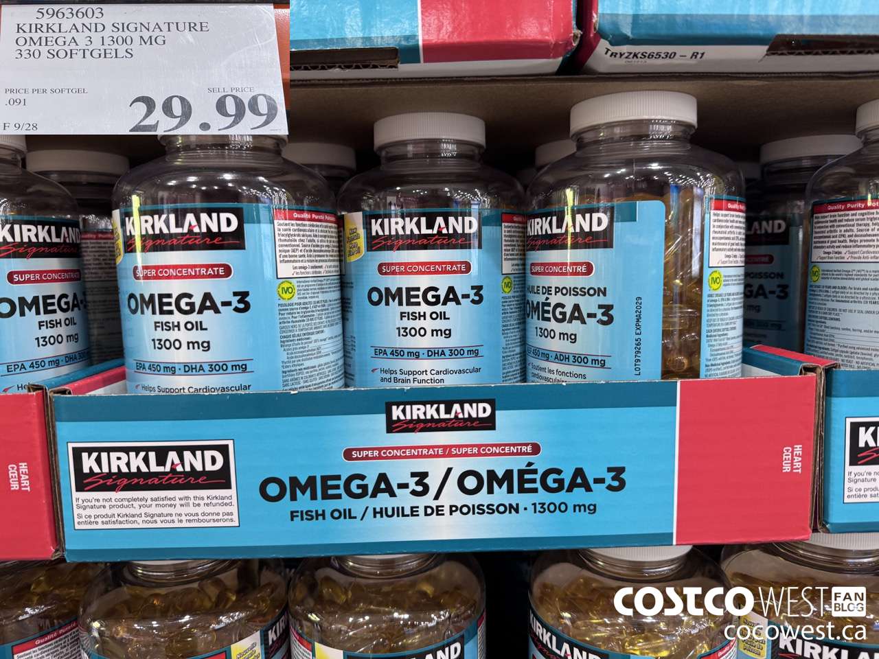 5963603 KIRKLAND SIGNATURE OMEGA 3 1300MG 330 SOFTGELS $29.99