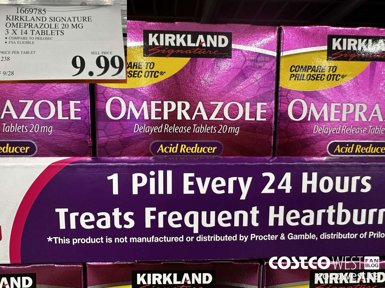 1669785 KIRKLAND SIGNATURE OMEPRAZOLE 20 MG 3 X 14 TABLETS $9.99