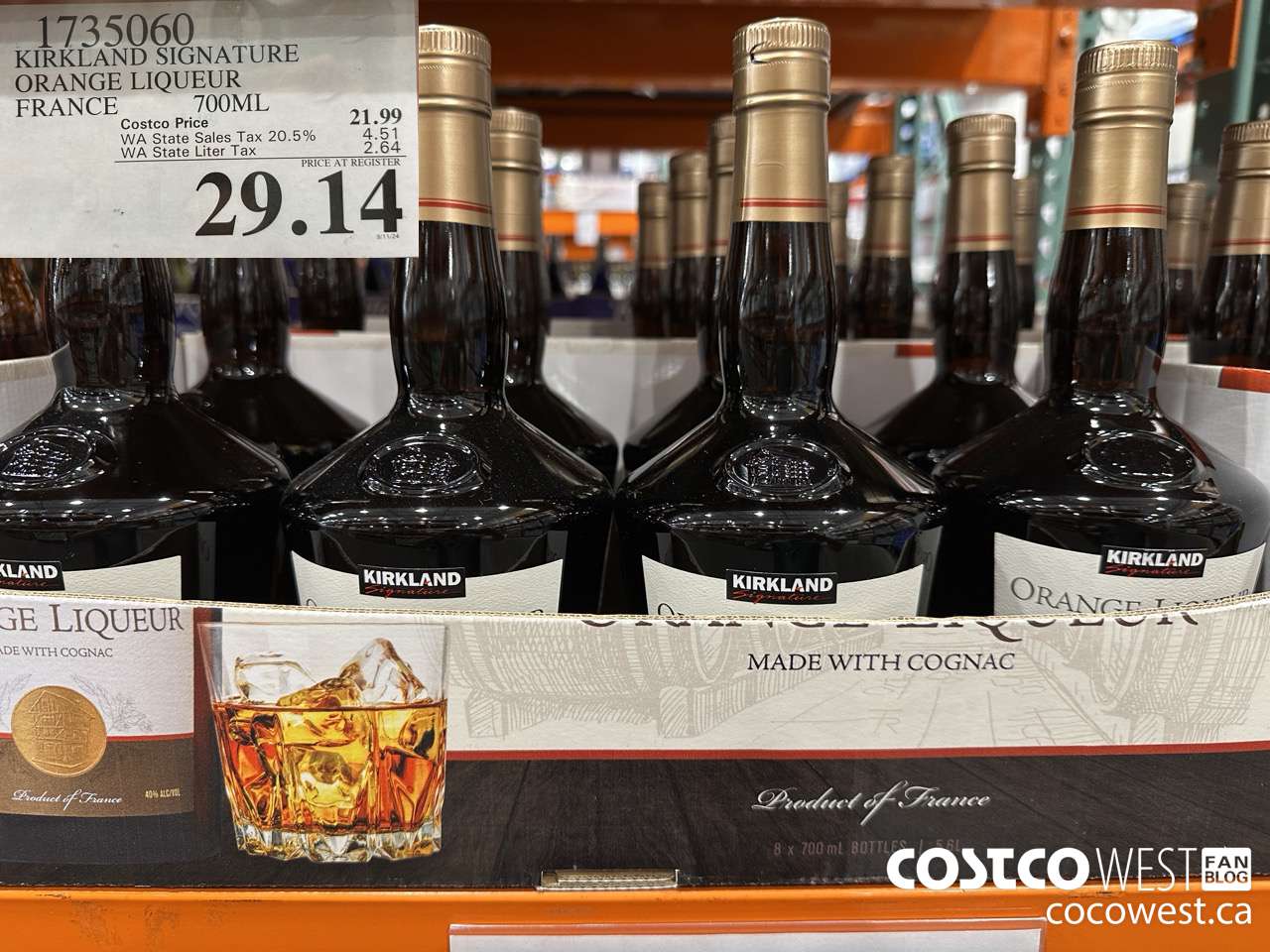 1735060 KIRKLAND SIGNATURE ORANGE LIQUEUR FRANCE 700ML $29.14