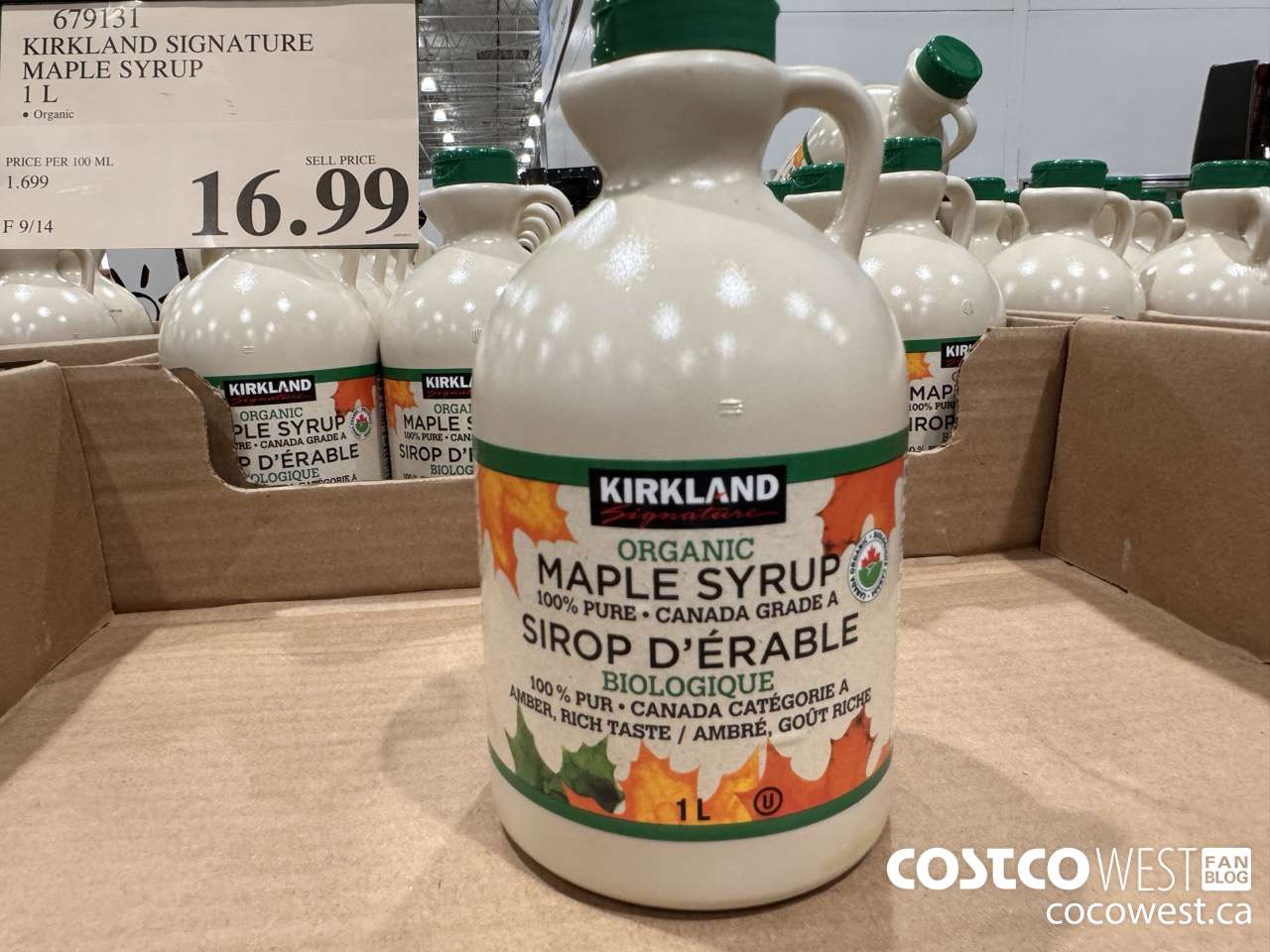 679131 KIRKLAND SIGNATURE ORGANIC MAPLE SYRUP 1L $16.99