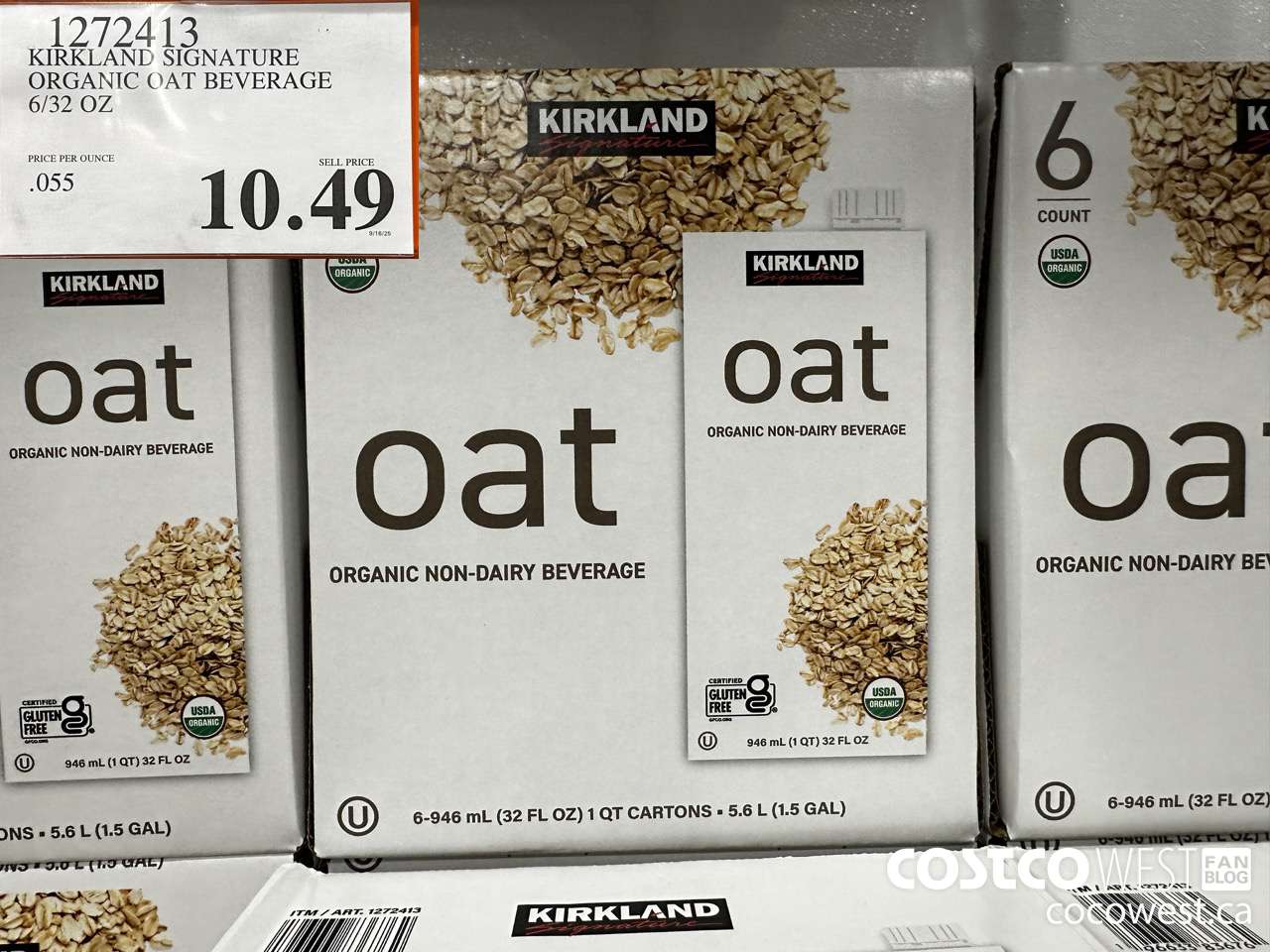 1272413 KIRKLAND SIGNATURE ORGANIC OAT BEVERAGE 6/32 OZ $10.49