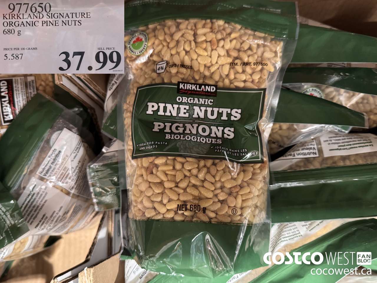 977650 KIRKLAND SIGNATURE ORGANIC PINE NUTS 680 g $37.99