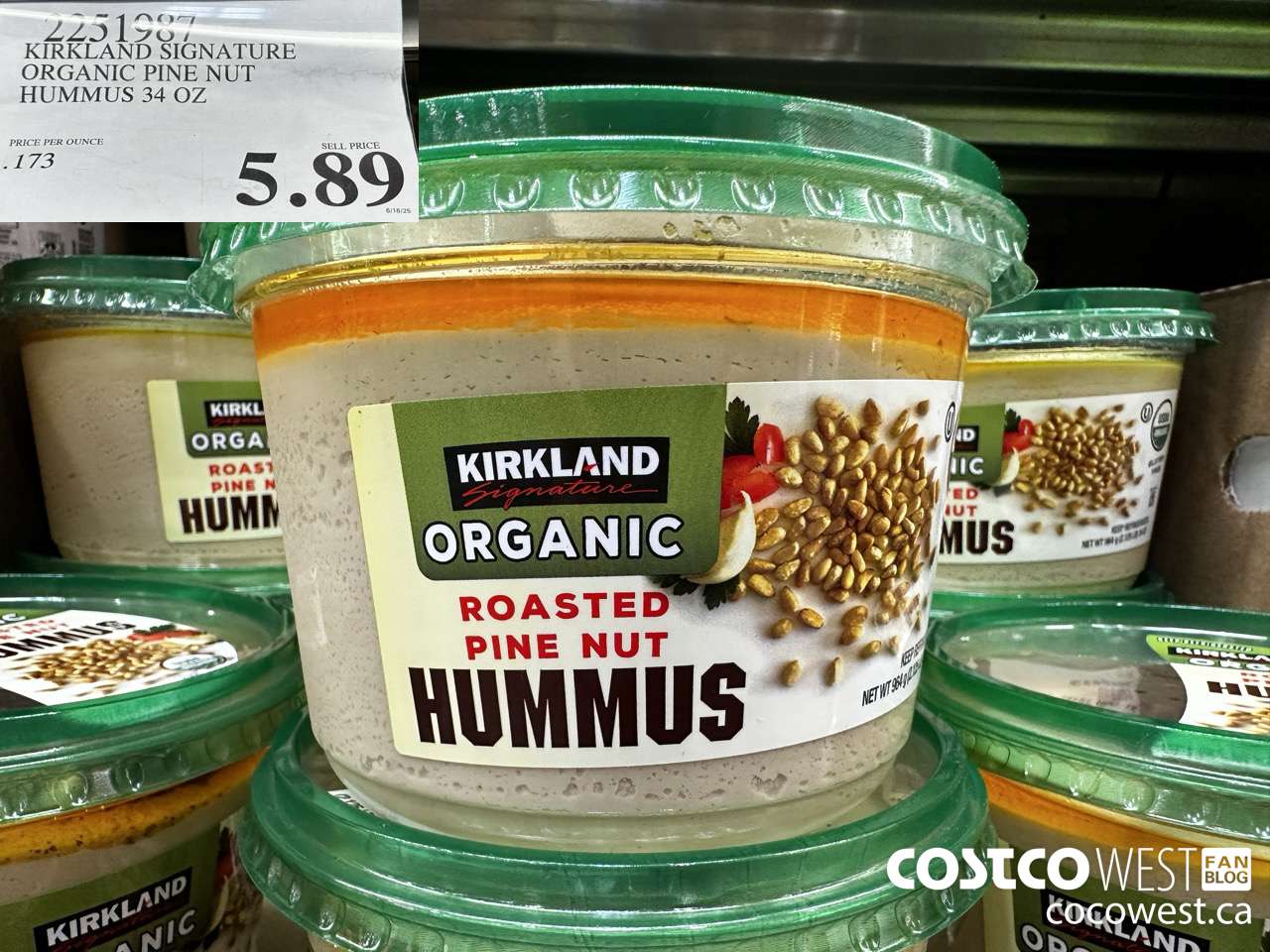 2251987 KIRKLAND SIGNATURE ORGANIC PINE NUT HUMMUS 34 OZ $5.89