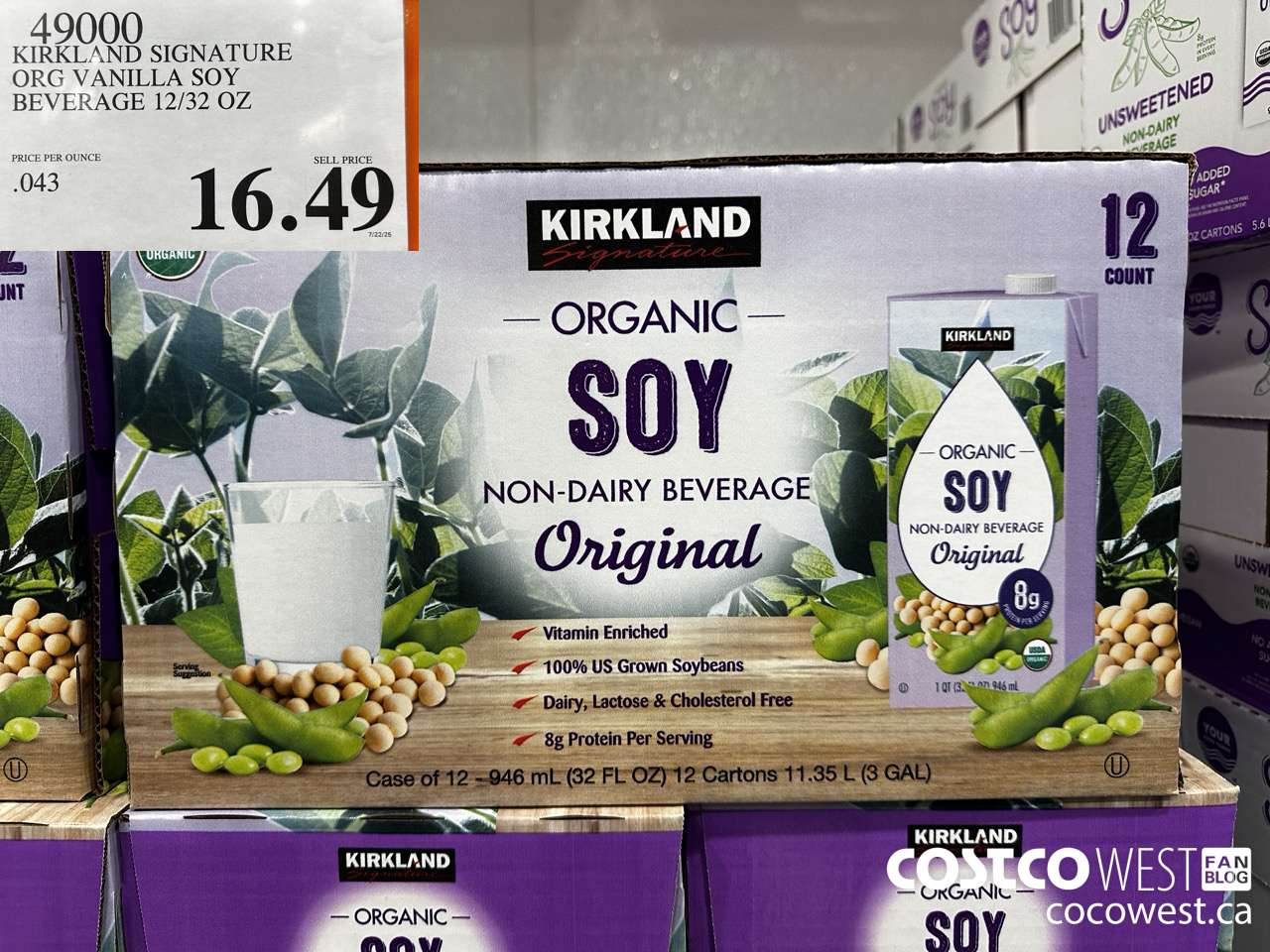 49000 KIRKLAND SIGNATURE ORG VANILLA SOY BEVERAGE 12/32 OZ $16.49