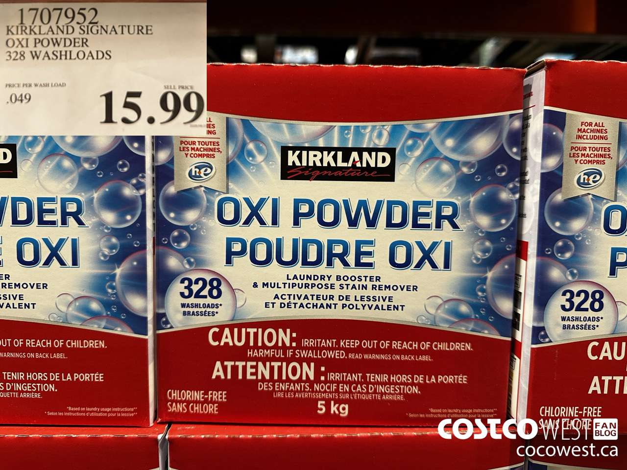 1707952 KIRKLAND SIGNATURE OXI POWDER 328 WASHLOADS $15.99