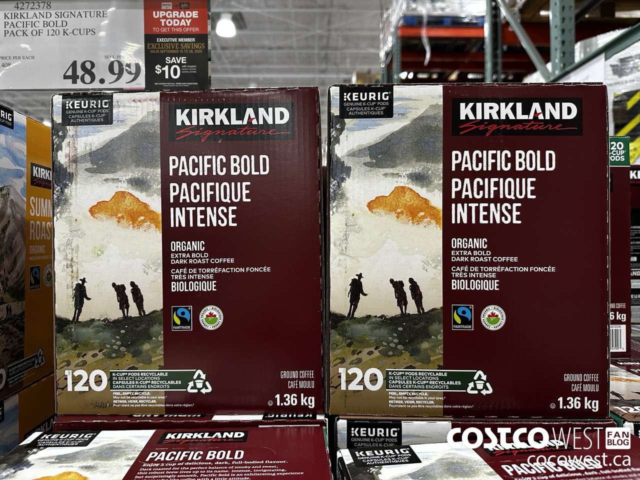 4272378 KIRKLAND SIGNATURE PACIFIC BOLD PACK OF 120 K-CUPS ($10.00 INSTANT SAVINGS EXPIRES ON 2025-09-28) $38.99