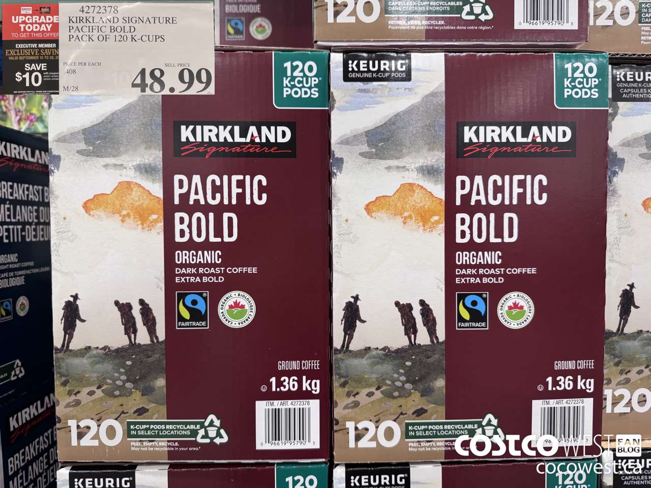 4272378 KIRKLAND SIGNATURE PACIFIC BOLD PACK OF 120 K-CUPS ($10.00 INSTANT SAVINGS EXPIRES ON 2025-09-28) $38.99
