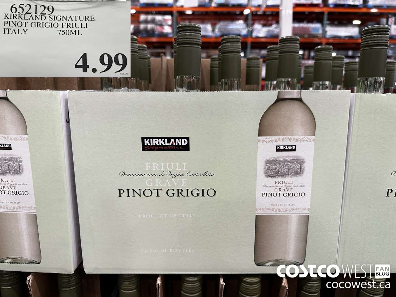 652129 KIRKLAND SIGNATURE PINOT GRIGIO FRIULI ITALY 750ML $4.99