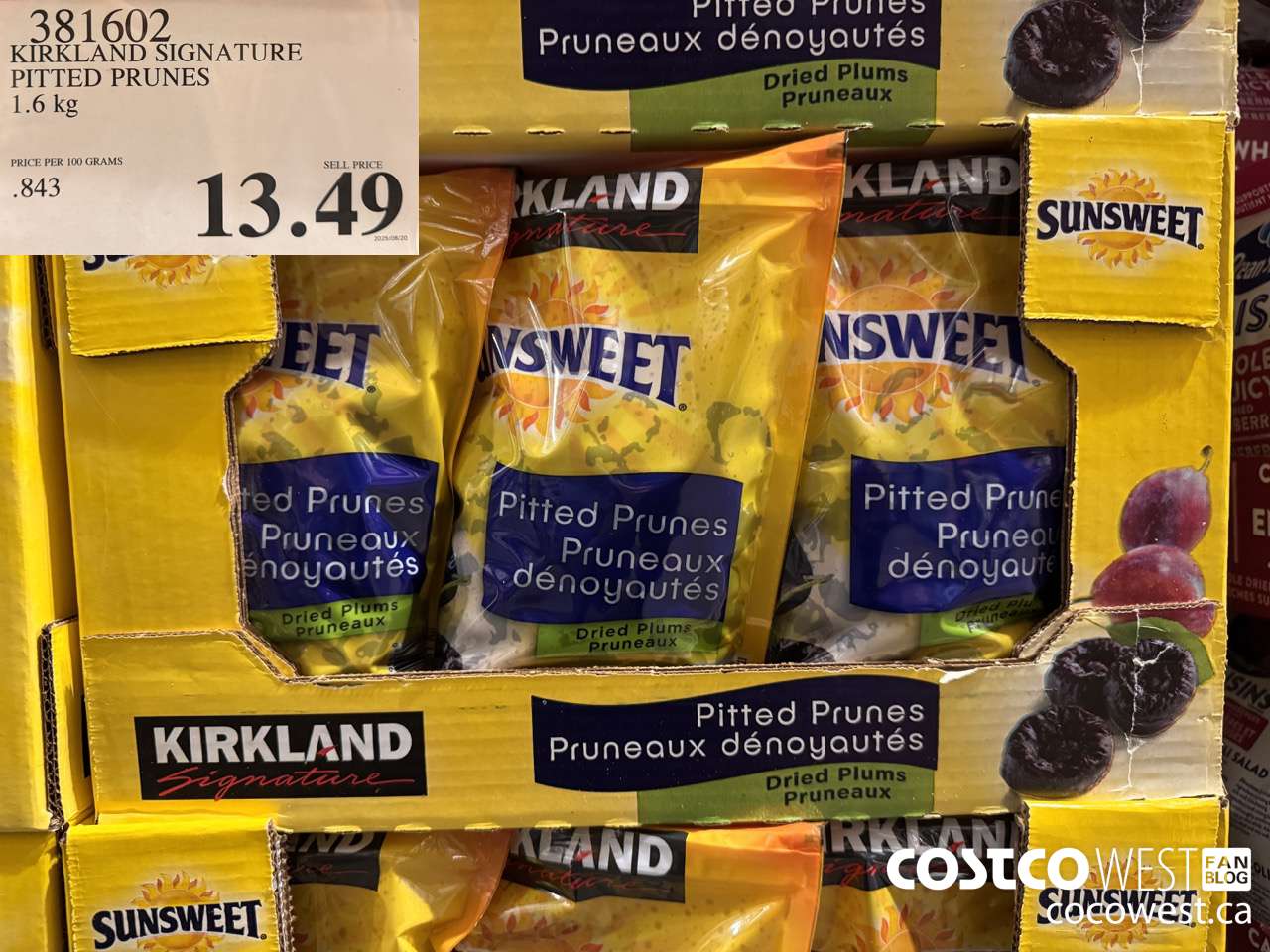 381602 KIRKLAND SIGNATURE PITTED PRUNES 1.6 kg $13.49