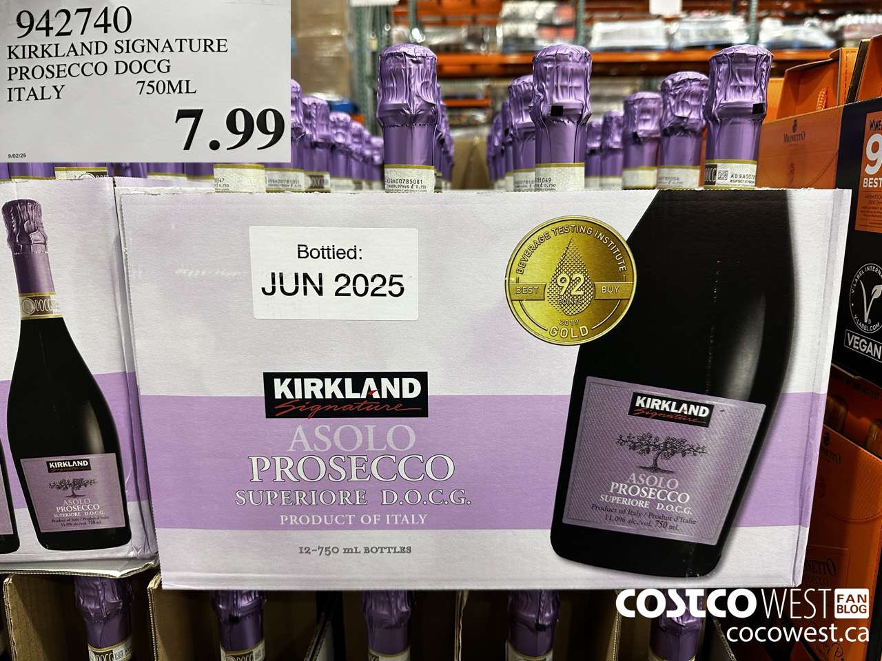 942740 KIRKLAND SIGNATURE PROSECCO DOCG ITALY 750ML $7.99