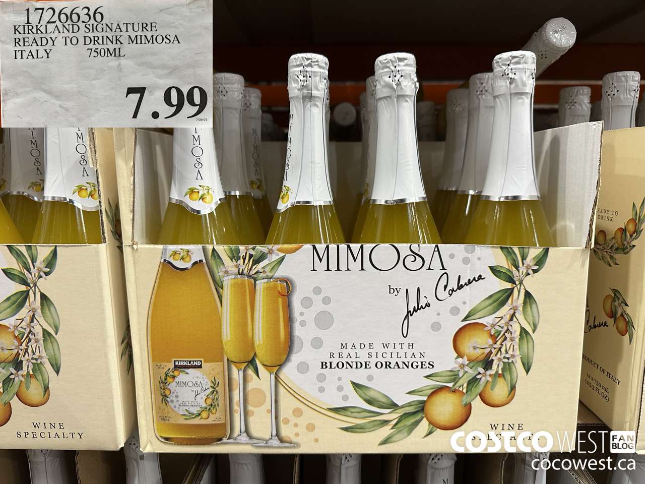 1726636 KIRKLAND SIGNATURE READY TO DRINK MIMOSA ITALY 750ML $7.99