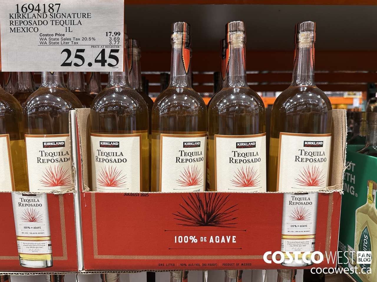 1694187 KIRKLAND SIGNATURE REPOSADO TEQUILA MEXICO 1L $25.45