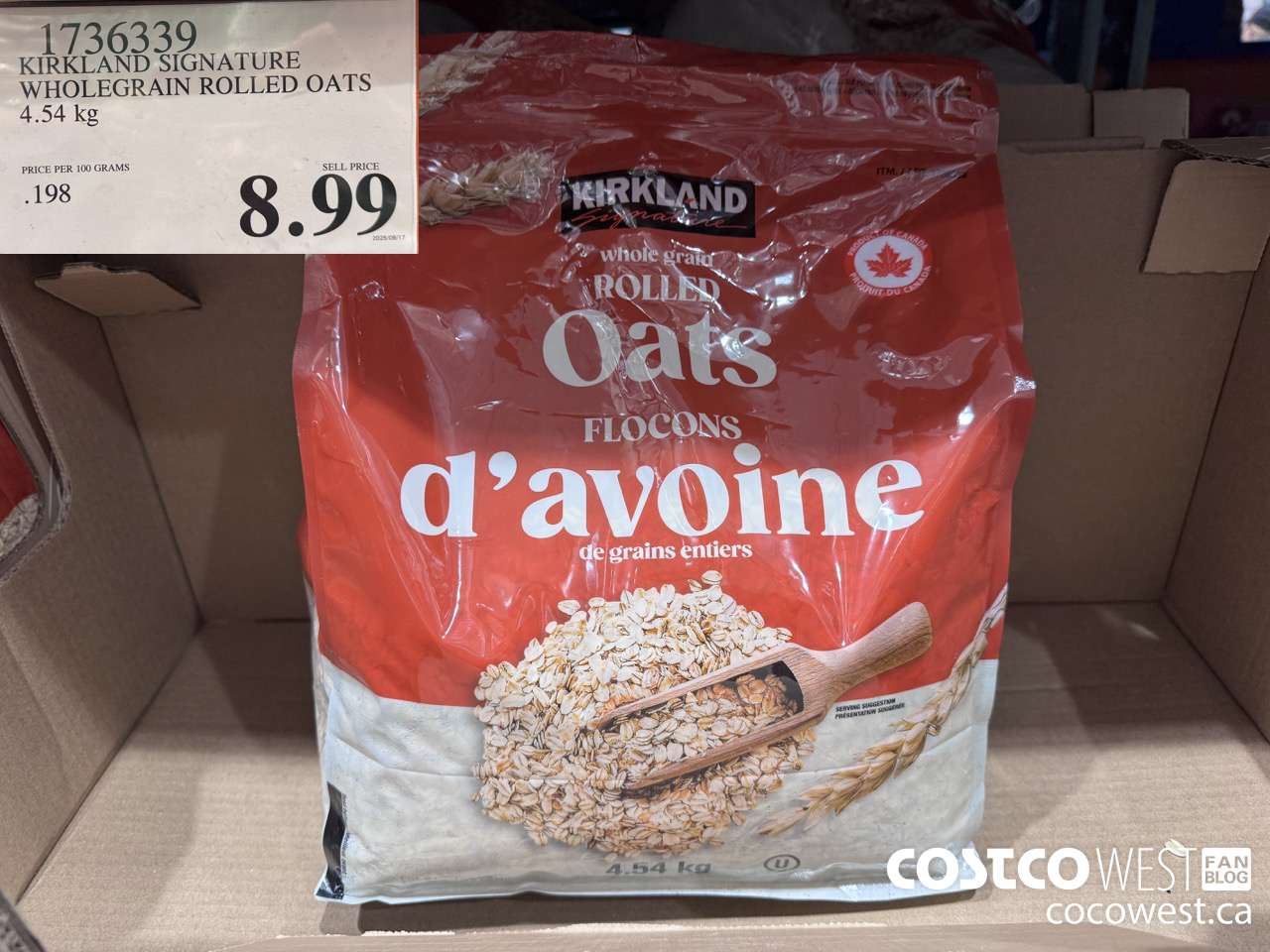 1736339 KIRKLAND SIGNATURE ROLLED OATS 10 LBS / 160 OZ $8.99