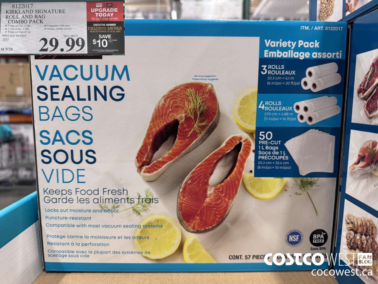 8122017 KIRKLAND SIGNATURE ROLLS AND PRE-CUT BAGS  ($10.00 INSTANT SAVINGS EXPIRES ON 2025-09-28) $19.99