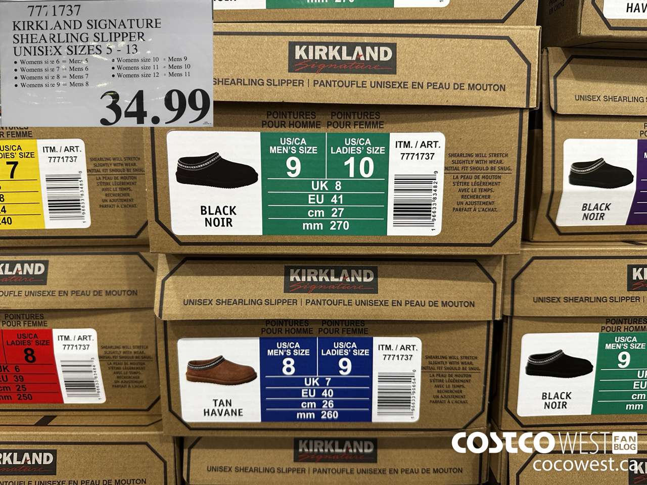 7771737 KIRKLAND SIGNATURE SHEARLING SLIPPER UNISEX SIZES 5-13 $34.99