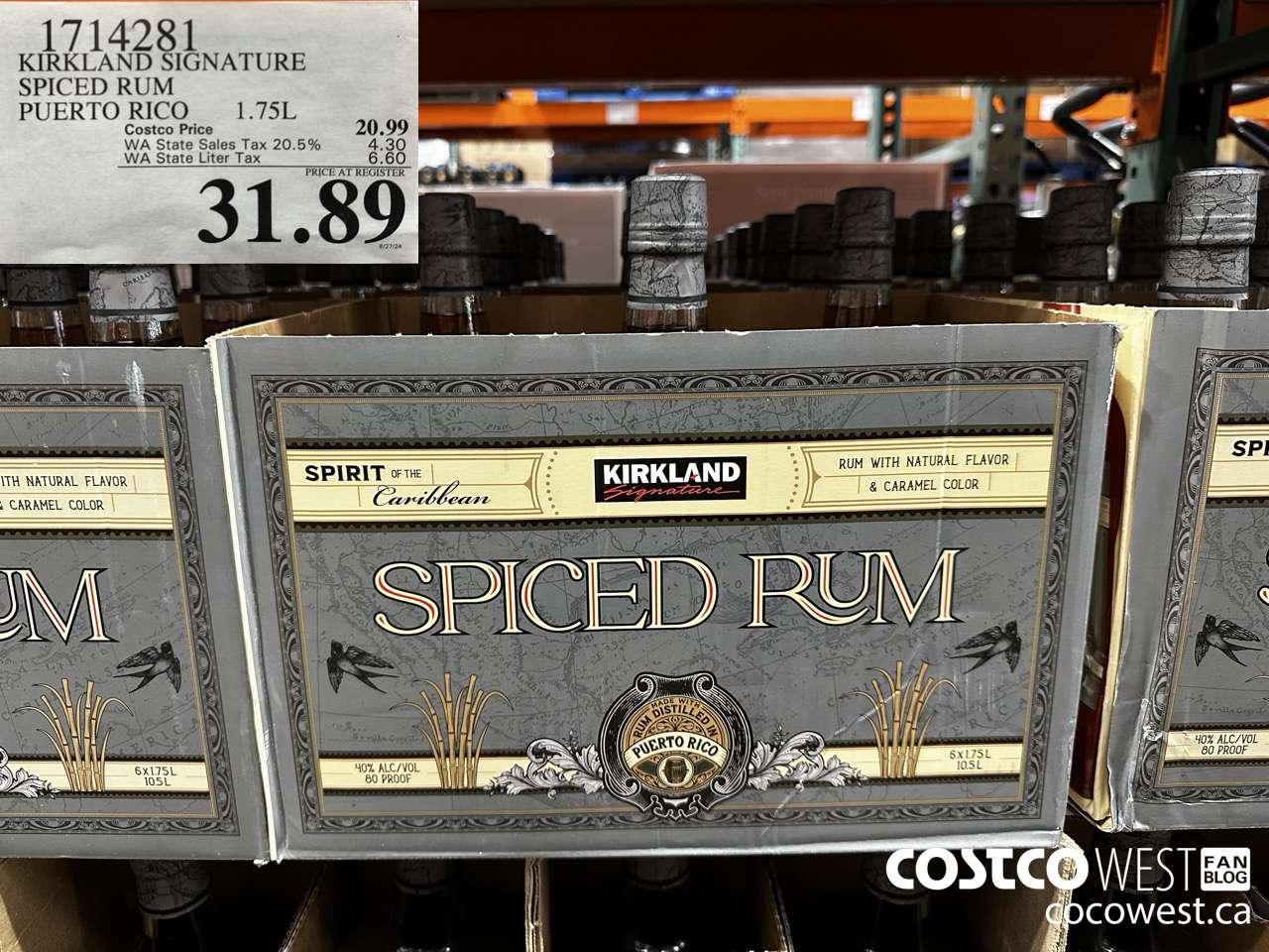 1714281 KIRKLAND SIGNATURE SPICED RUM PUERTO RICO 1.75L $31.89