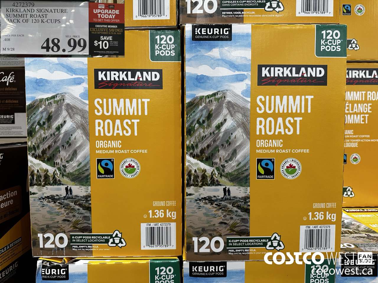 4272379 KIRKLAND SIGNATURE SUMMIT MEDIUM ROAST PACK OF 120 K-CUPS ($10.00 INSTANT SAVINGS EXPIRES ON 2025-09-28) $38.99