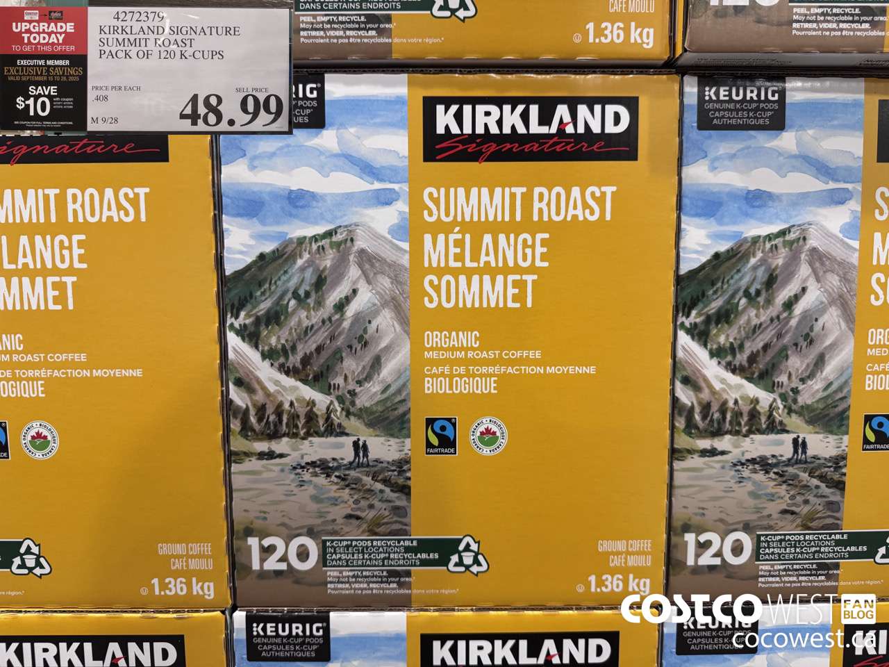 4272379 KIRKLAND SIGNATURE SUMMIT MEDIUM ROAST PACK OF 120 K-CUPS ($10.00 INSTANT SAVINGS EXPIRES ON 2025-09-28) $38.99