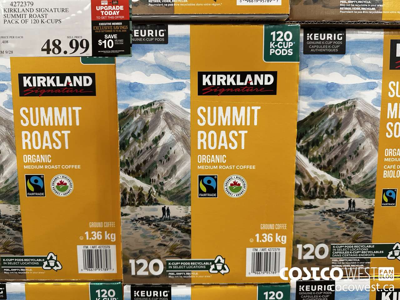 4272379 KIRKLAND SIGNATURE SUMMIT MEDIUM ROAST PACK OF 120 K-CUPS ($10.00 INSTANT SAVINGS EXPIRES ON 2025-09-28) $38.99