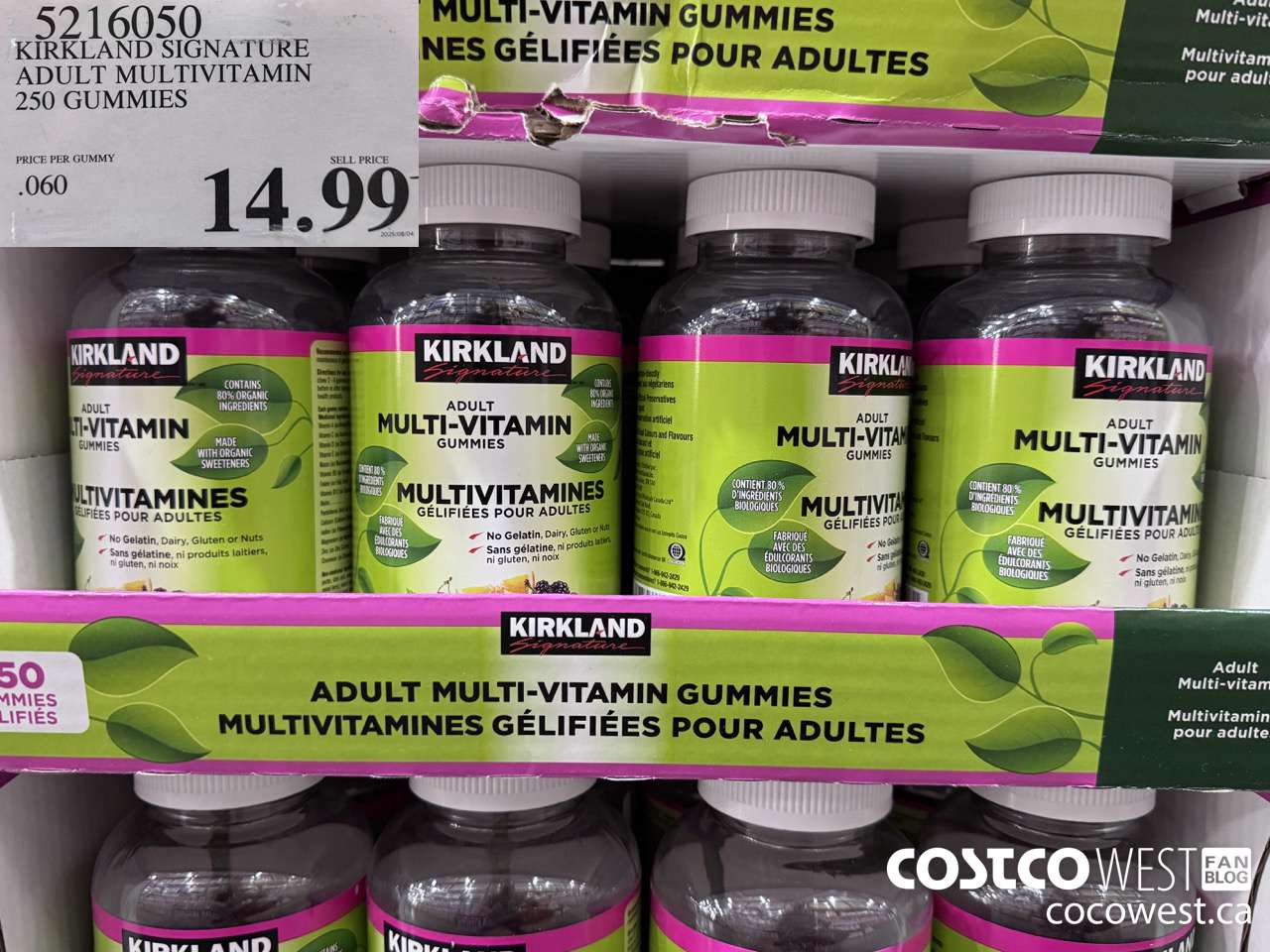 5216050 KIRKLAND SIGNATURE S ADULT MULTIVITAMINS 250 GUMMIES $14.99