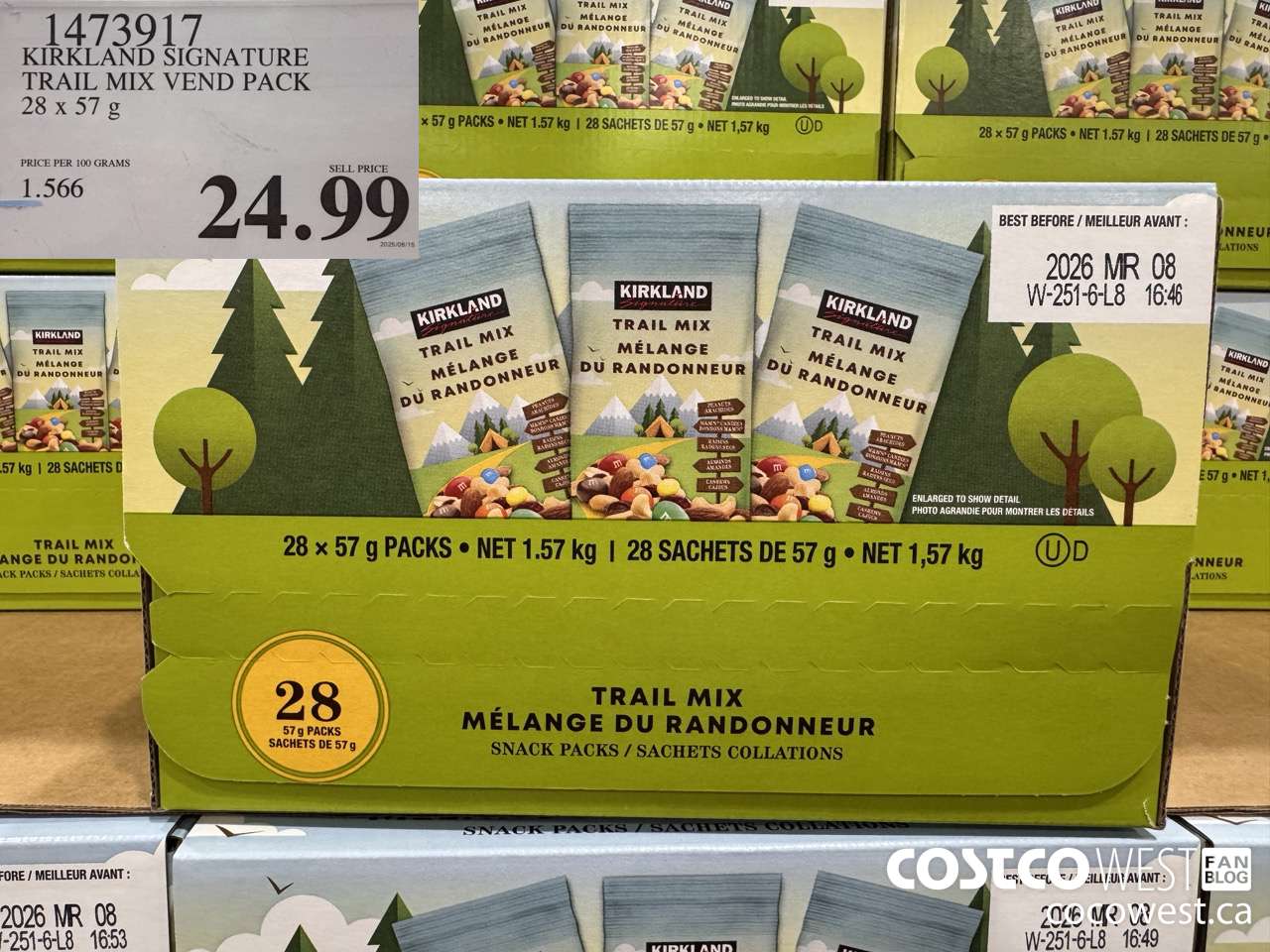 1473917 KIRKLAND SIGNATURE TRAIL MIX VEND PACK 28 $24.99