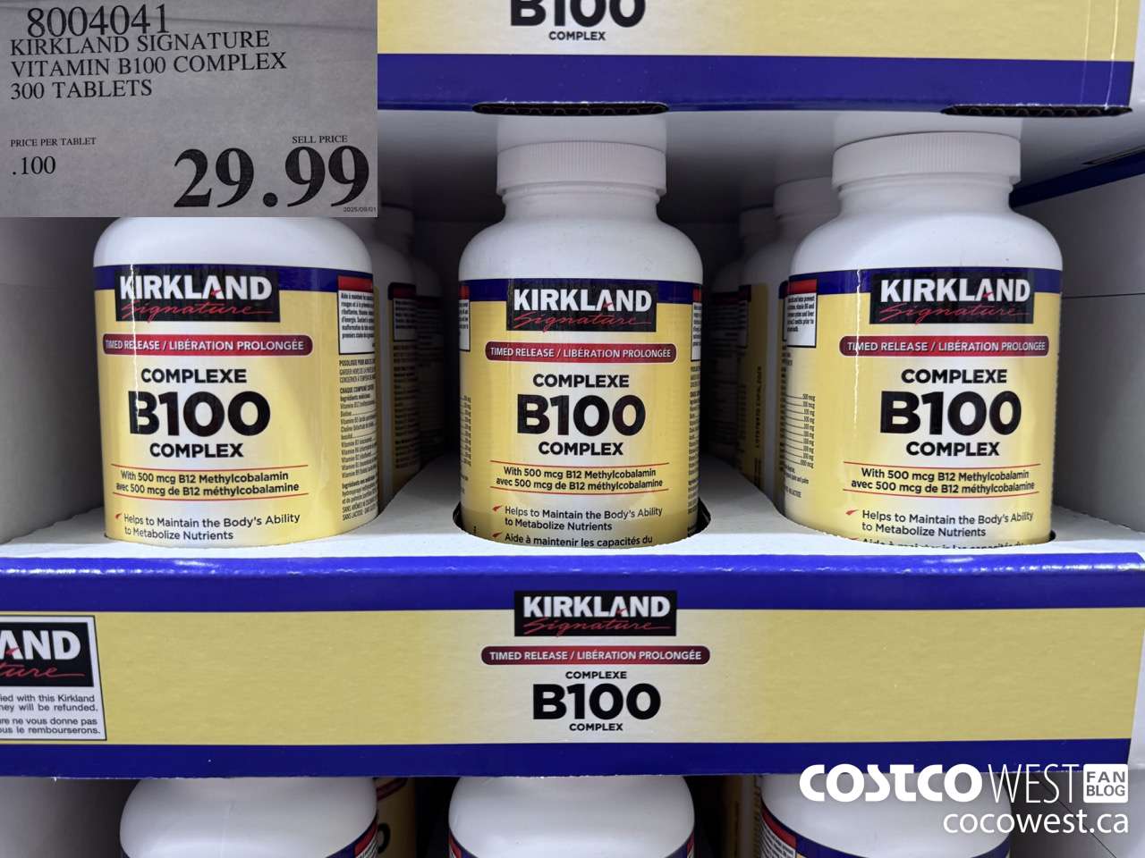 8004041 KIRKLAND SIGNATURE VITAMIN B100 COMPLEX 300 TABLETS $29.99