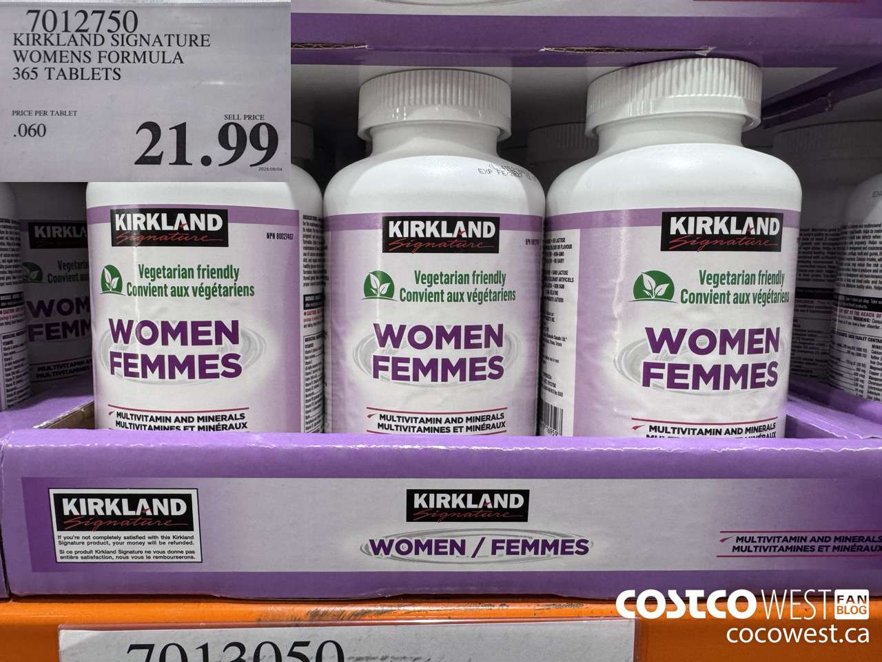 7012750 KIRKLAND SIGNATURE WOMEN MULTI VITAMIN & MINERAL 365 TABLETS $21.99