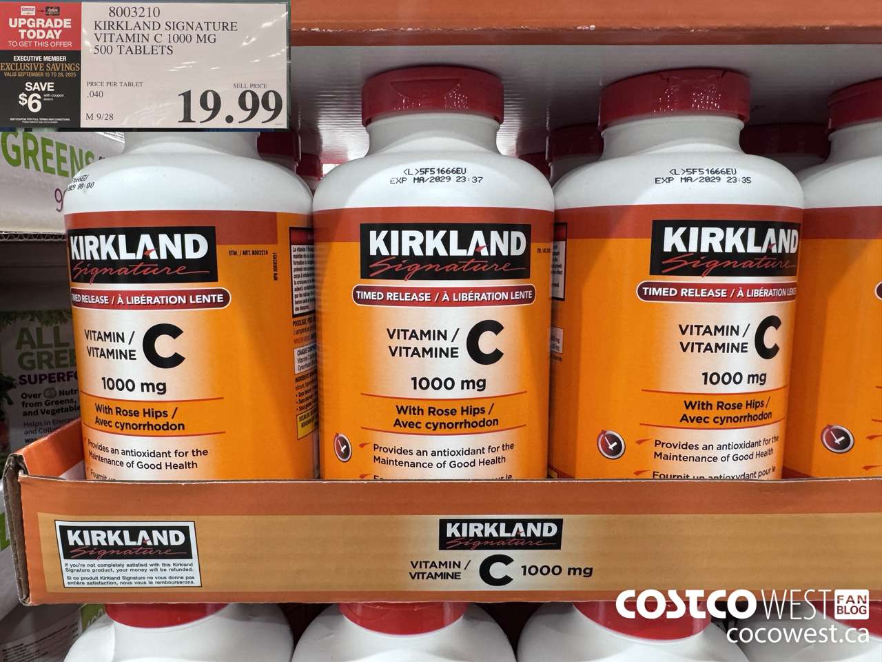 8003210 KIRKLAND SIGNATURE VITAMIN C 1000 MG 500 TABLETS ($6.00 INSTANT SAVINGS EXPIRES ON 2025-09-28) $13.99