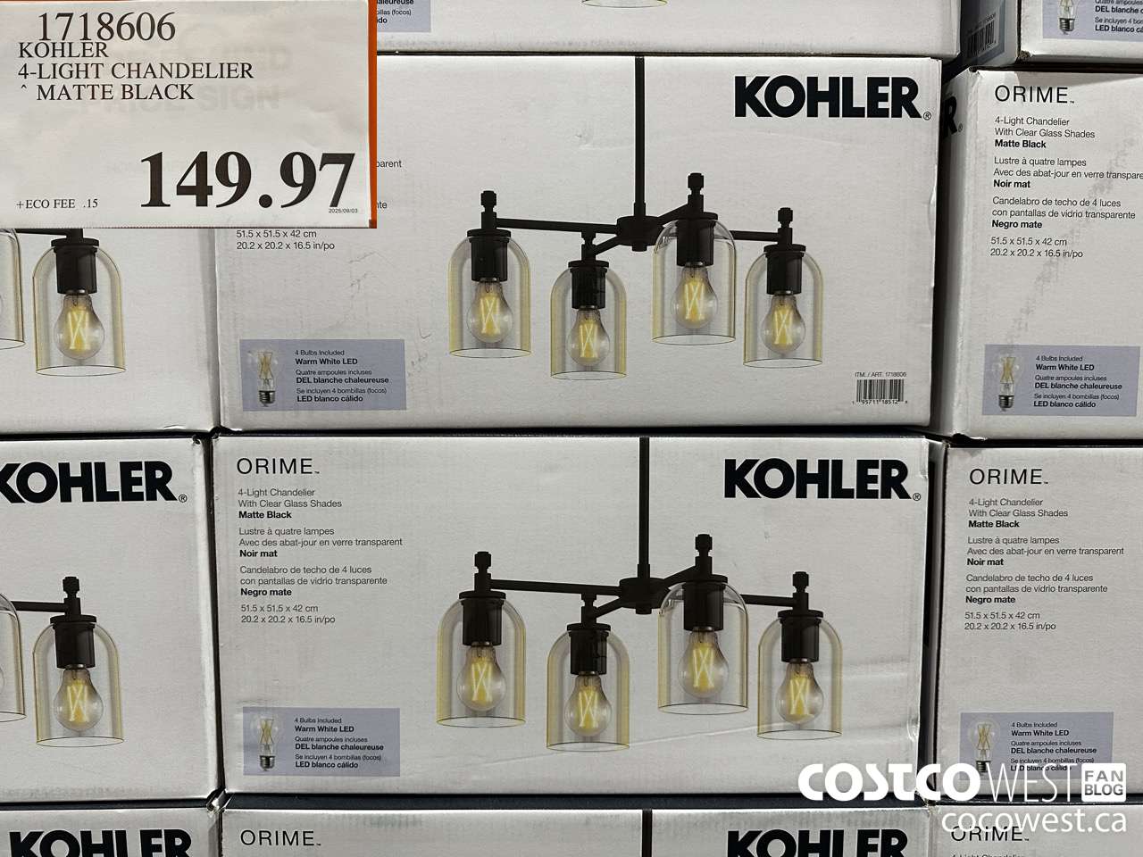 1718606 KOHLER 4-LIGHT CHANDELIER MATTE BLACK $149.97