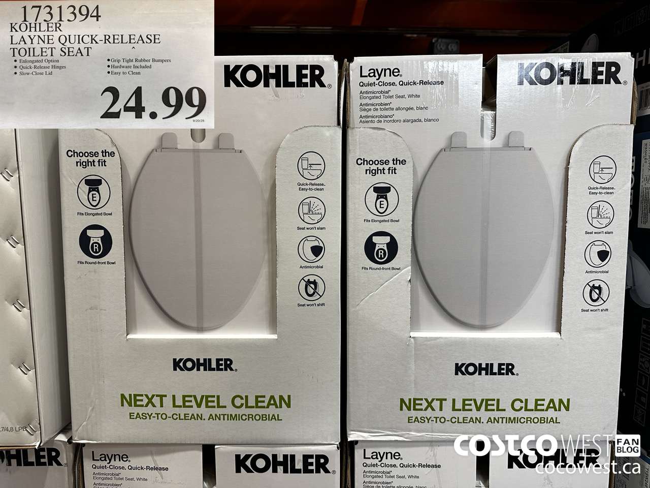 1731394 KOHLER LAYNE QUICK-RELEASE TOILET SET $24.99