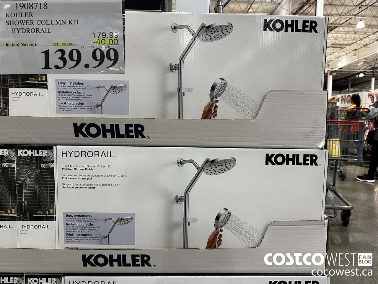 1908718 KOHLER SHOWER COLUMN KIT HYDRORAIL ($40.00 INSTANT SAVINGS EXPIRES ON 2025-10-26) $139.99