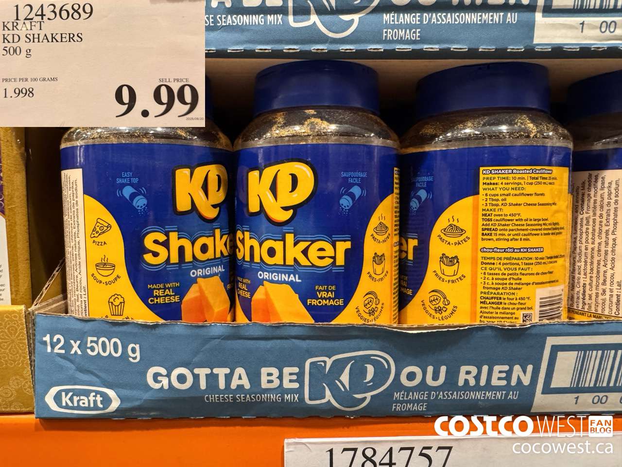 1243689 KRAFT KD SHAKER 500 G $9.99